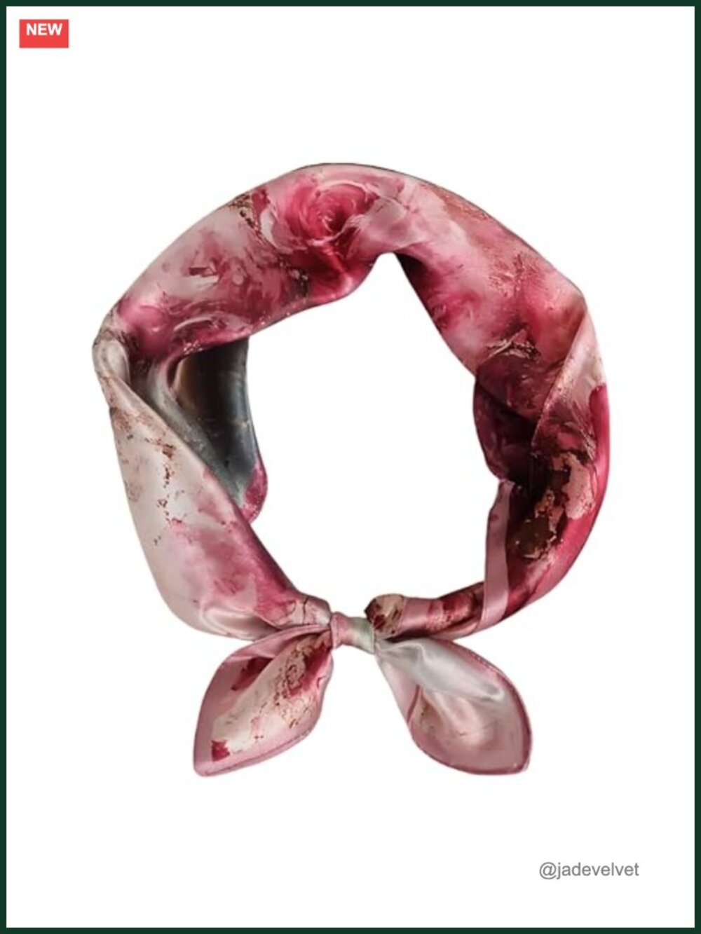 100% Mulberry Silk Neck Scarf 21" Square Floral Neckerchief